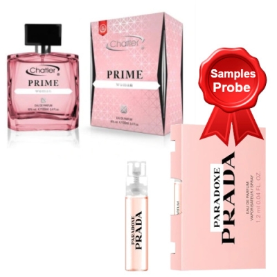 Prime Chatler - Eau de Parfum fur Damen 100 ml, Probe Prada Paradoxe EDP 1,2 ml