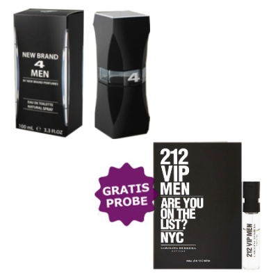 New Brand 4 Men - Eau de Parfum 100 ml, Probe Carolina Herrera 212 VIP Men