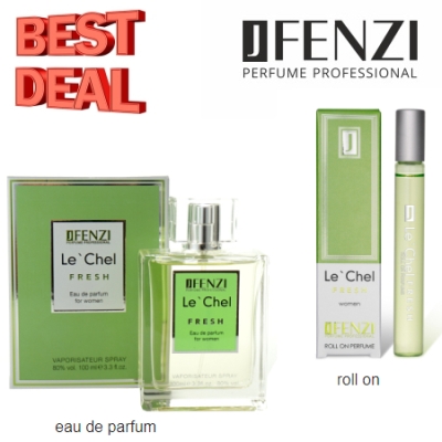 JFenzi Le Chel Fresh - Aktions-Set fur Damen, Eau de Parfum 100 ml, roll-on 10 ml