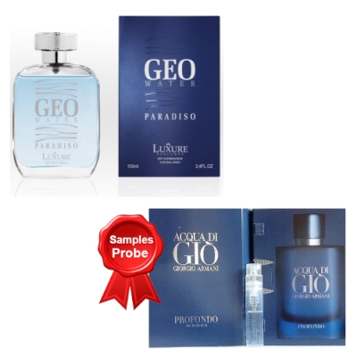 Luxure Geo Water Paradiso - Eau de Parfum 100 ml, Probe Armani Acqua di Giò Profondo