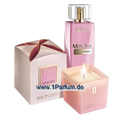 JFenzi Desso Mon Amie Women - Aktions-Set, Eau de Parfum 100 ml, Naturliche Soja-Kerze, Aromatherapie-Kerze 200g