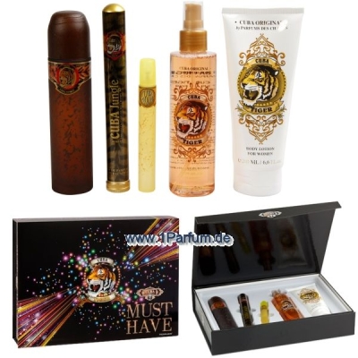 Cuba Must Have Tiger - Set fur Damen, 3 x Eau de Parfum, Bodylotion, Body Mist Spray