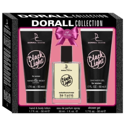 Dorall Black Light - Set fur Damen, Eau de Toilette, Body Lotion, Duschgel