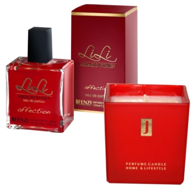 JFenzi Lili Ardagio Affection - Aktions-Set, Eau de Parfum 100 ml, Naturliche Soja-Kerze, Aromatherapie-Kerze 200g