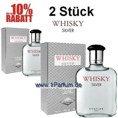 Evaflor Whisky Silver - Eau de Toilette fur Herren 100 ml, 2 Stuck