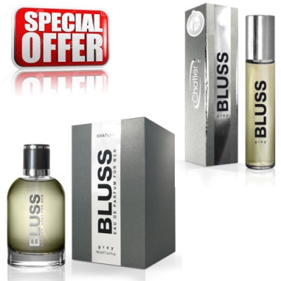 Chatler Bluss Grey Men - Aktions-Set, Eau de Parfum 100 ml + Eau de Parfum 30 ml