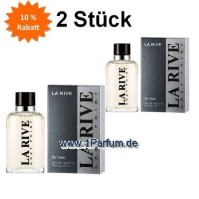 La Rive Grey Point - Eau de Toilette fur Herren 90 ml, 2 Stuck