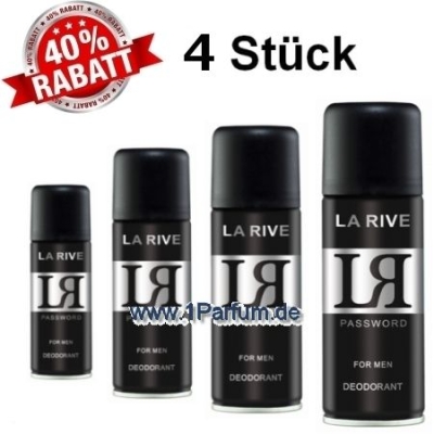 La Rive LR Password - Deodorant Spray fur Herren 150 ml, 4 Stuck